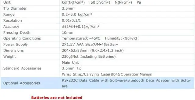 Alt view image 3 of 3 - LANDTEK FHT-05 Fruit Hardness Meter Fruit Sclerometer Penetrometer