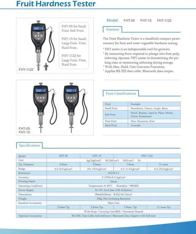 Alt view image 2 of 3 - LANDTEK FHT-05 Fruit Hardness Meter Fruit Sclerometer Penetrometer