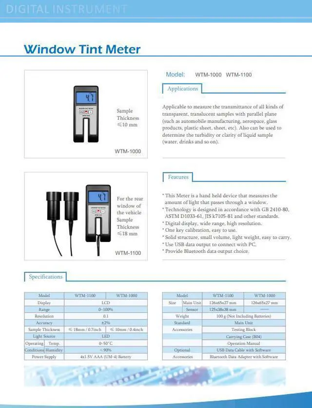 Alt view image 2 of 3 - LANDTEK WTM1000 Digital Window Tint Meter Light Transmittance New