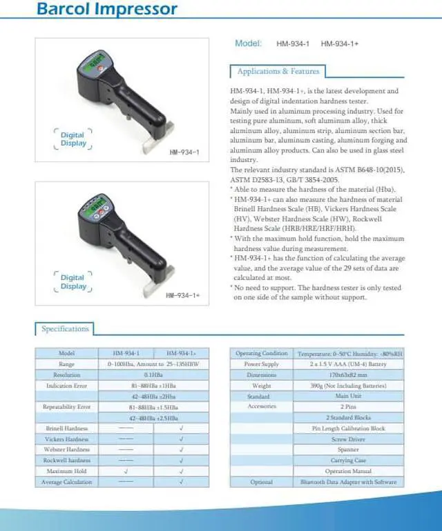 Alt view image 2 of 3 - LANDTEK HM934-1 Barcol Impressor (Aliminium Hardness, Data Memory)