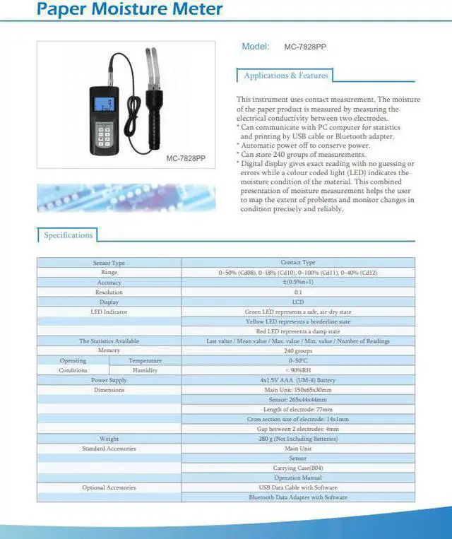 Alt view image 6 of 7 - LANDTEK MC-7828PP Paper Moisture Meter Pin Type Tester Wood Cotton Walls Floor