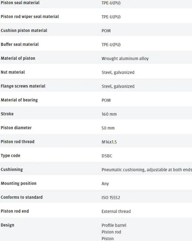 Alt view image 6 of 7 - FESTO DSBC-50-160-PPVA-N3 1366954  ISO Cylinder New