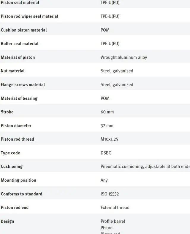 Alt view image 5 of 7 - FESTO DSBC-32-70-PPVA-N3 2123072 ISO cylinder New
