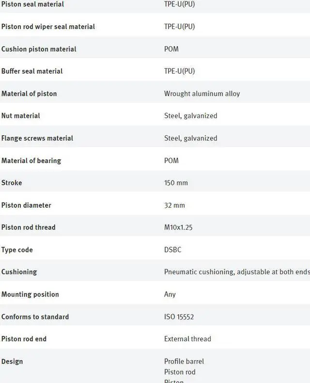 Alt view image 5 of 7 - FESTO DSBC-32-150-PPVA-N3  2123073 ISO cylinder New