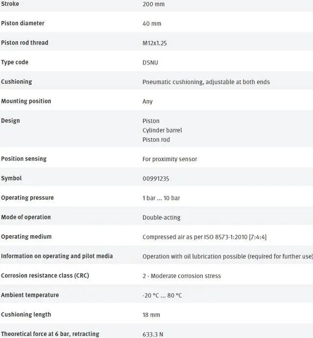 Alt view image 7 of 7 - FESTO DSNU-40-200-PPV-A 196037 Round Cylinder New