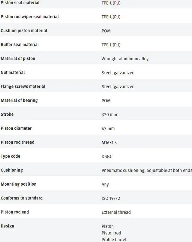 Alt view image 7 of 7 - FESTO DSBC-63-320-D3-PPVA-N3 3657874 ISO Cylinder New