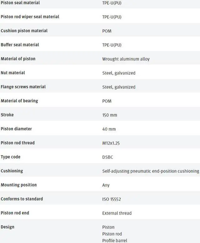 Alt view image 6 of 7 - FESTO DSBC-40-150-D3-PPSA-N3 3660769 ISO cylinder New