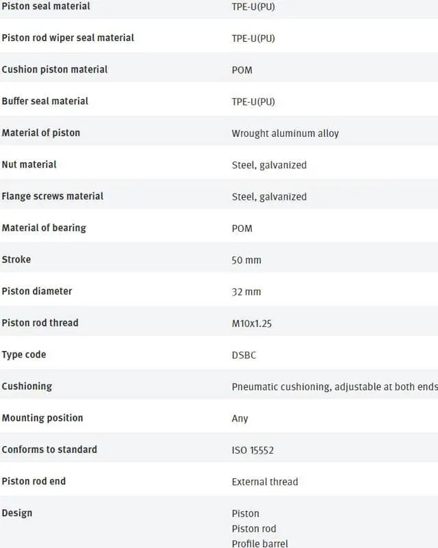 Alt view image 6 of 7 - FESTO DSBC-32-50-D3-PPVA-N3 3656515 ISO cylinder New