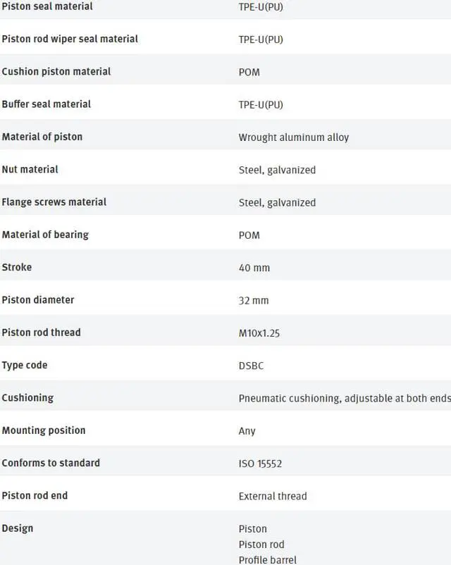 Alt view image 5 of 7 - FESTO DSBC-32-40-D3-PPVA-N3 3656514 ISO cylinder New