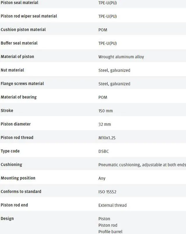 Alt view image 5 of 7 - FESTO DSBC-32-150-D3-PPVA-N3 3656521 ISO cylinder New