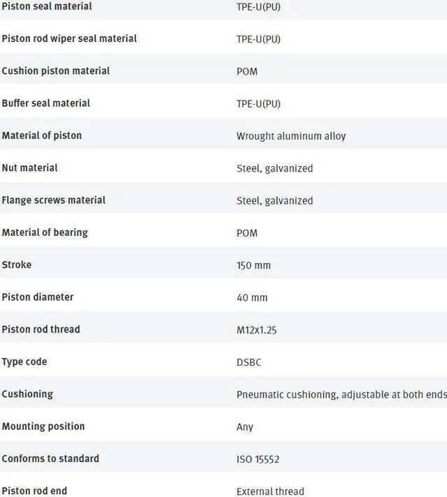 Alt view image 6 of 7 - FESTO DSBC-40-150-PPVA-N3 2123226 ISO Cylinder New