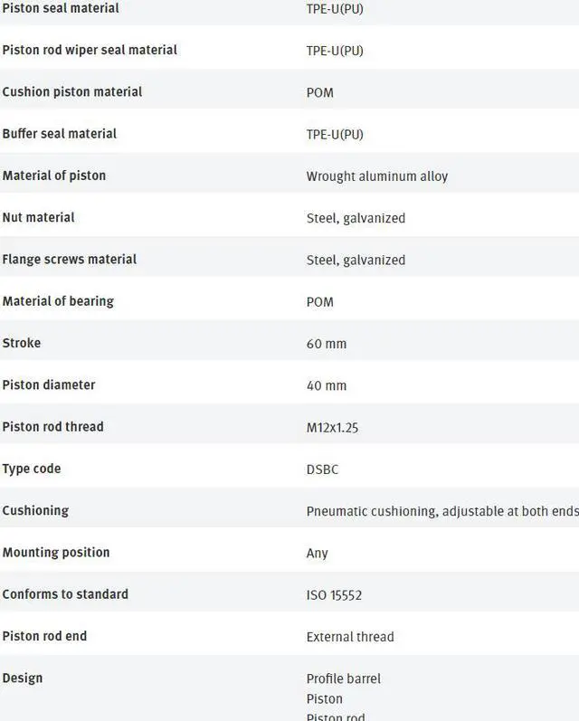 Alt view image 6 of 7 - FESTO DSBC-40-60-PPVA-N3 2123224 ISO Cylinder New
