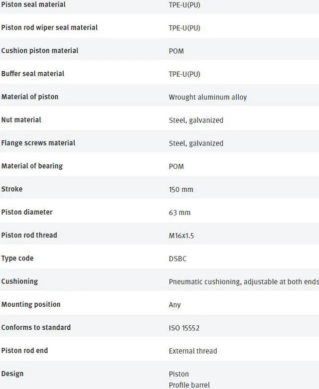 Alt view image 6 of 7 - FESTO DSBC-63-150-PPVA-N3 2125494 ISO Cylinder New