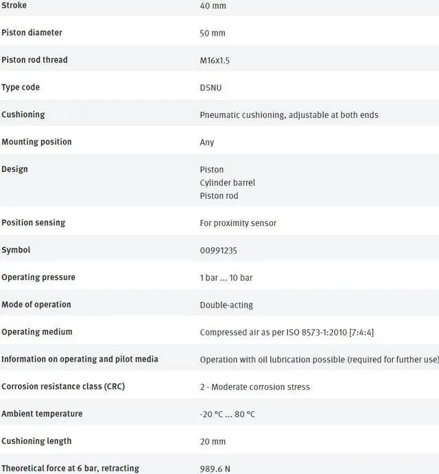 Alt view image 7 of 7 - FESTO DSNU-50-40-PPV-A 196041 Round Cylinder New