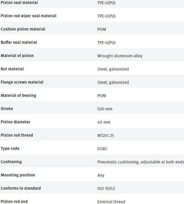 Alt view image 6 of 7 - FESTO DSBC-40-500-PPVA-N3 1376667  ISO Cylinder New