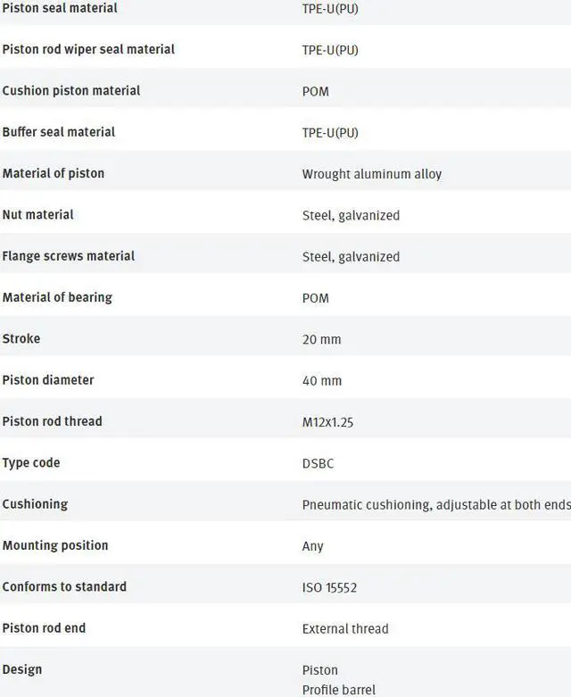 Alt view image 6 of 7 - FESTO DSBC-40-20-PPVA-N3 2123166 ISO Cylinder New