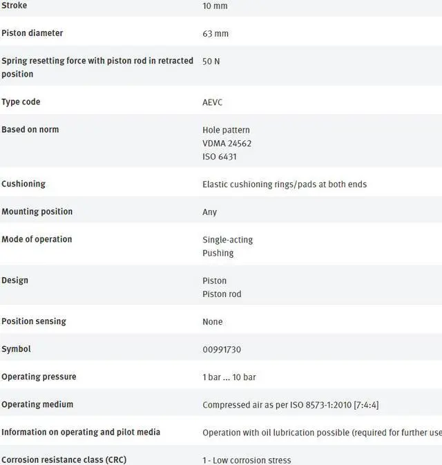 Alt view image 6 of 7 - FESTO AEVC-63-10-A-P 188282 Short-stroke Cylinder New