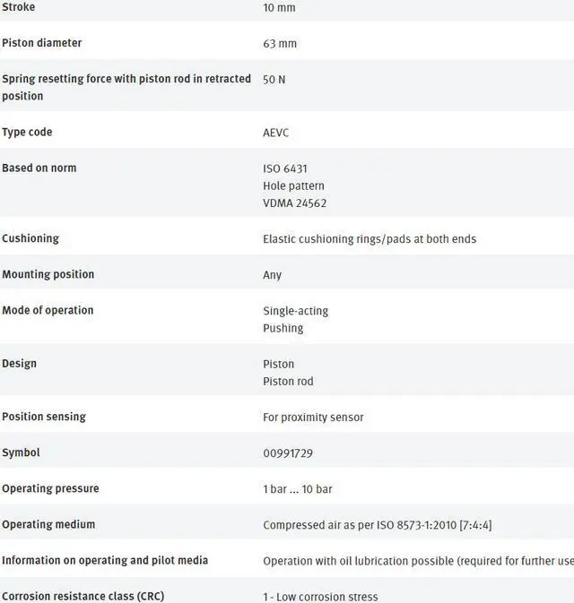 Alt view image 6 of 7 - FESTO AEVC-63-10-I-P-A 188276 Short-stroke Cylinder New