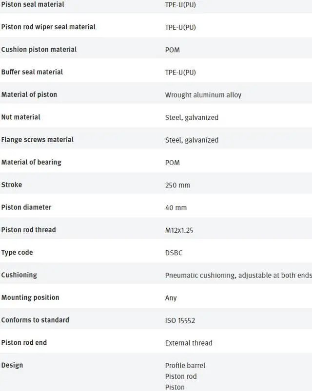 Alt view image 6 of 7 - FESTO DSBC-40-250-PPVA-N3 1376664  ISO Cylinder New