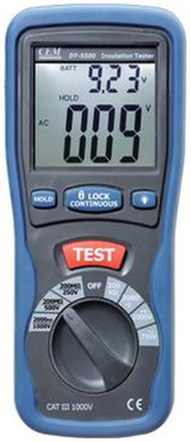 Alt view image 3 of 3 - CEM DT-5500 Insulation Testers Large Dual Display with Backlight