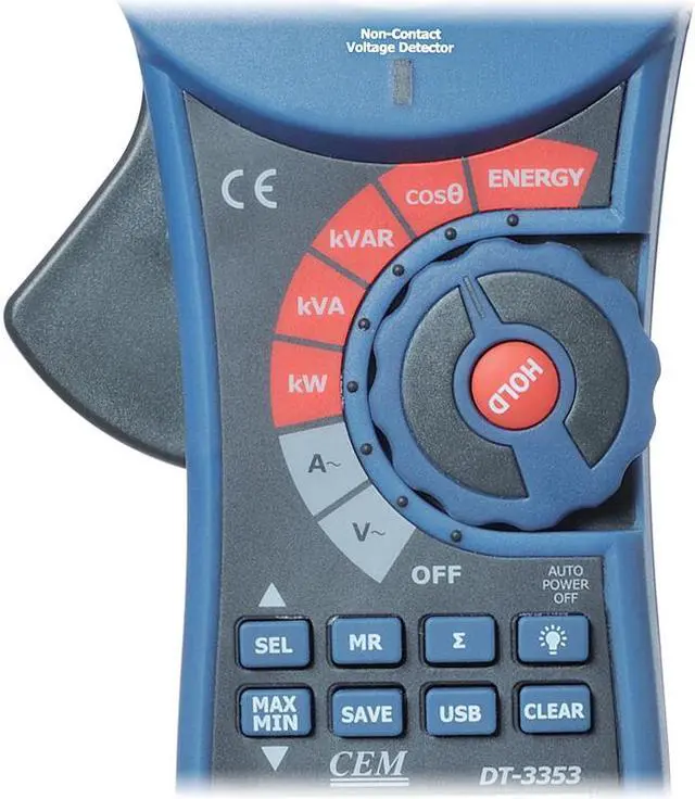 Alt view image 2 of 4 - CEM DT-3353 Professional True RMS 1000A AC Watt Clamp Meter LCD Display