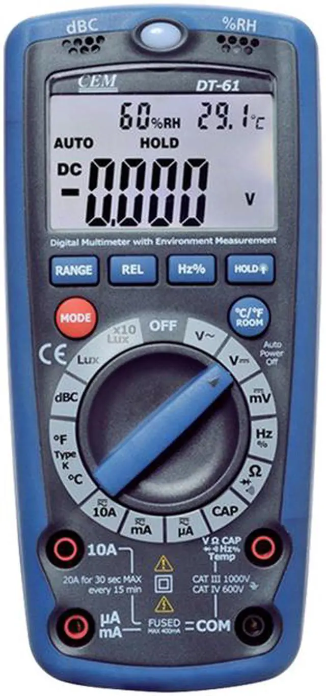 Main image of CEM DT-61 6 in 1 Digital Multimeter with Environment Measurement