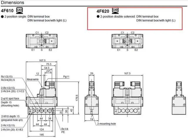 Alt view image 3 of 3 - CKD 4F620-20-L-DC24V Pilot Operated Five-Way Valve Pneumatic Valve