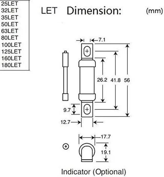 Alt view image 2 of 3 - Bussmann 100LET fuse compact 240Vac 150Vdc 100 Amp BS 88 Fuses