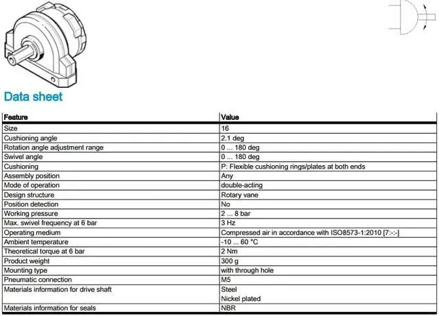 Alt view image 7 of 7 - Festo DSR-16-180-P Semi-rotary actuator 11910 3 Hz