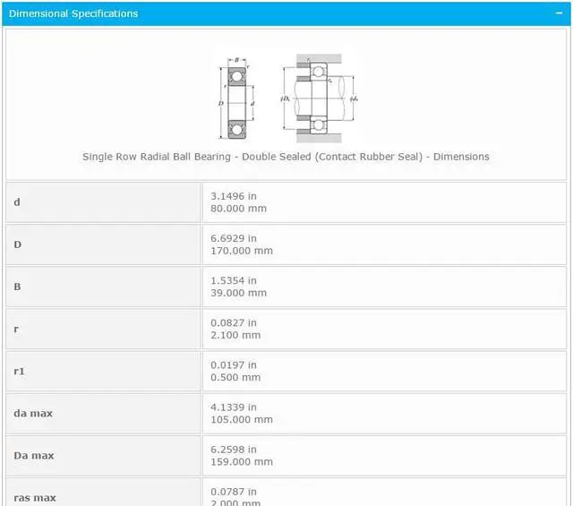 Alt view image 2 of 5 - NTN 6316 LLU Deep Groove Ball Bearings  80x170x39mm