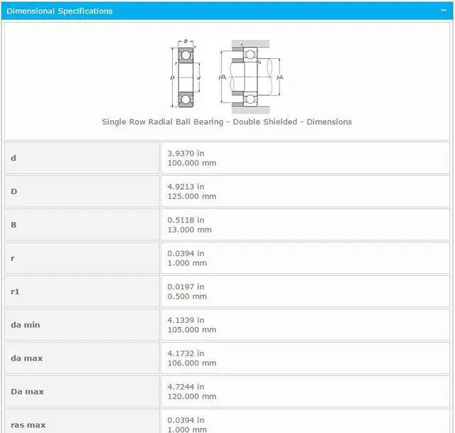 Alt view image 3 of 5 - NTN 6820 ZZ Deep Groove Ball Bearings 100x125x13mm