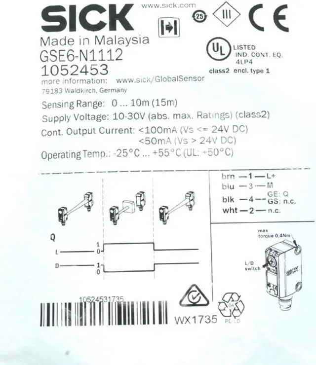 Alt view image 2 of 4 - SICK GSE6-N1112 Photoelectric Sensor ( 1052453 ), New
