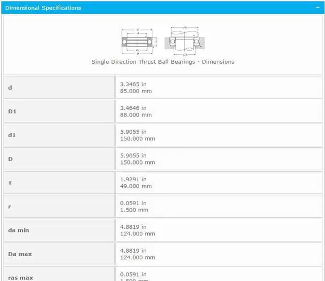 Alt view image 3 of 5 - NTN 51317 Thrust Ball Bearing 85x88x150mm