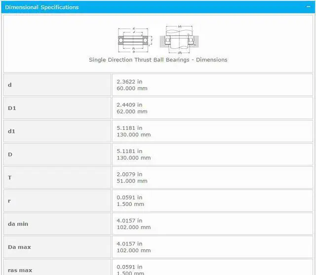 Alt view image 4 of 5 - NTN 51412 Thrust Ball Bearing 60x62x130mm