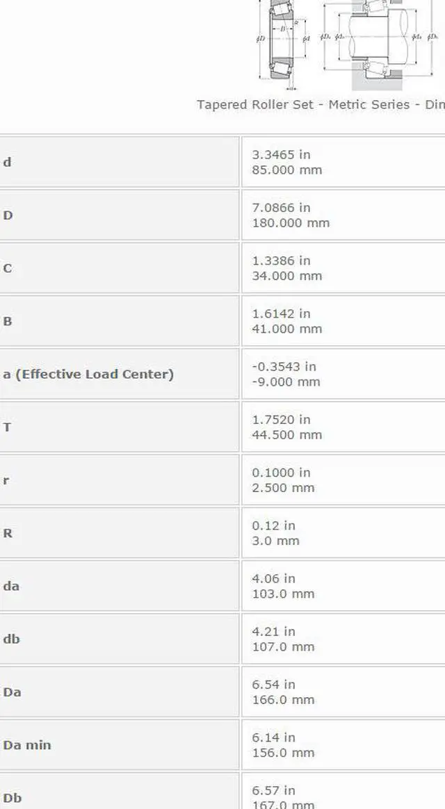 Alt view image 3 of 6 - NTN 30317 Tapered Roller Bearing 80x180x34mm