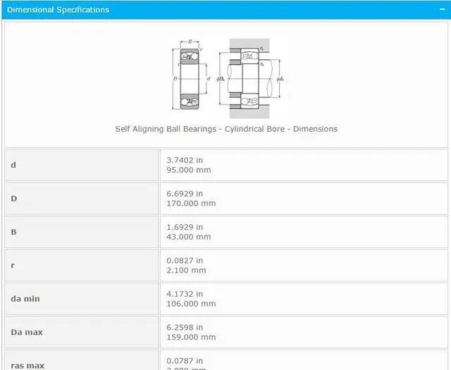 Alt view image 2 of 5 - NTN 2219 Self Aligning Ball Bearings-Cylindrical Bore 95x170x43mm
