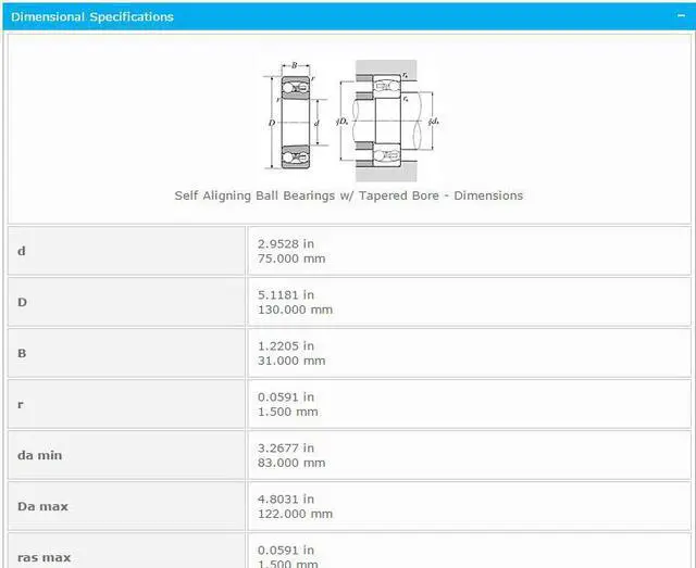 Alt view image 2 of 5 - NTN 2215K Self Aligning Ball Bearing 75x130x31mm