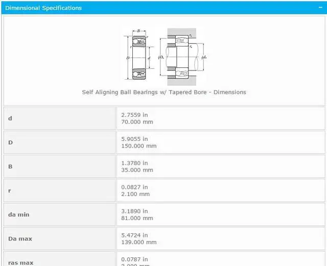 Alt view image 2 of 5 - NTN 1314K Self Aligning Ball Bearing 70x150x35mm
