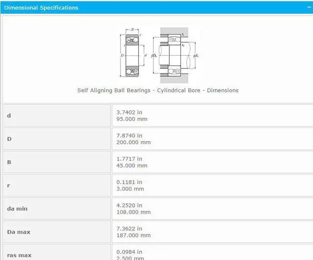 Alt view image 2 of 5 - NTN 1319 Self Aligning Ball Bearing 95x200x45mm