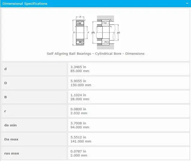 Alt view image 3 of 5 - NTN 1217 Self Aligning Ball Bearing 85x150x28mm
