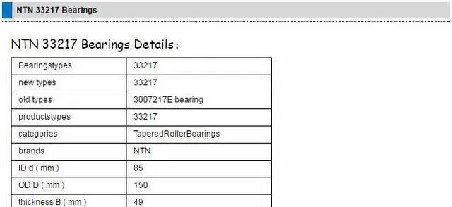 Alt view image 3 of 6 - NTN 4T-33217 Tapered Roller Bearing 85x150x49mm