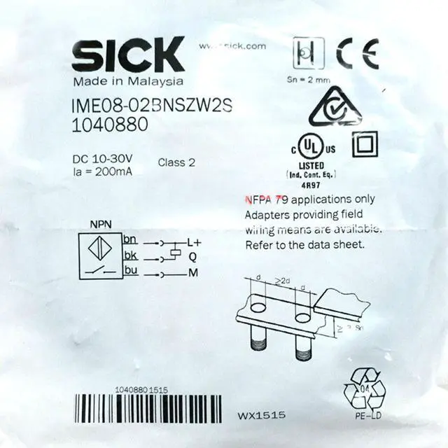 Main image of SICK IME08-02BNSZW2S Proximity Switch,NPN, New
