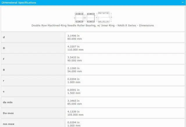 Alt view image 2 of 5 - NTN NA6916 R  Needle Roller Bearing 80x110x90mm