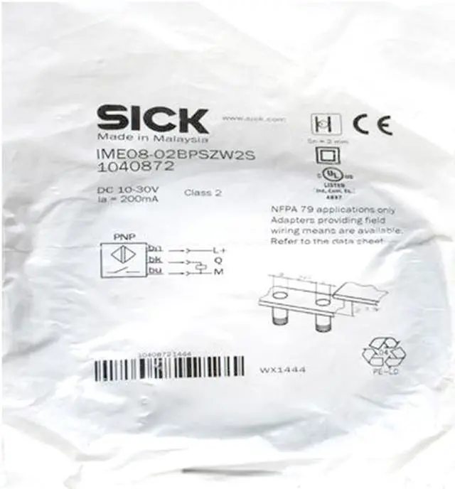 Main image of SICK IME08-02BPSZW2S Inductive Proximity Sensors,PNP,New