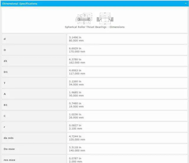 Alt view image 2 of 5 - NTN 29416 Spherical Roller Thrust Bearings 80x170x162mm