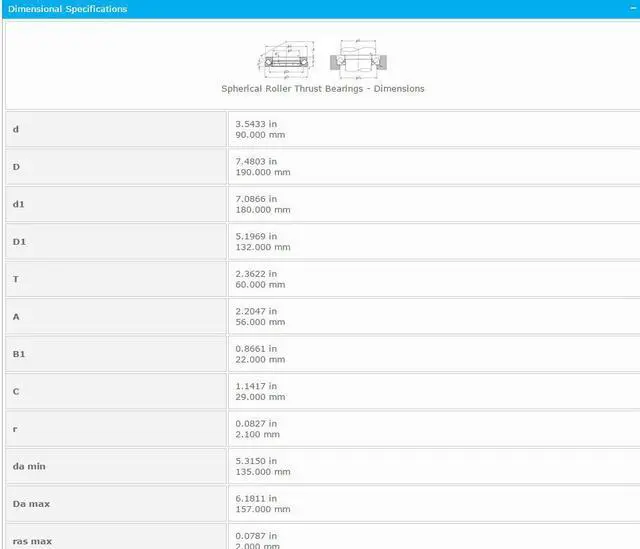 Alt view image 3 of 5 - NTN 29418 Spherical Roller Thrust Bearings 90x190x180mm