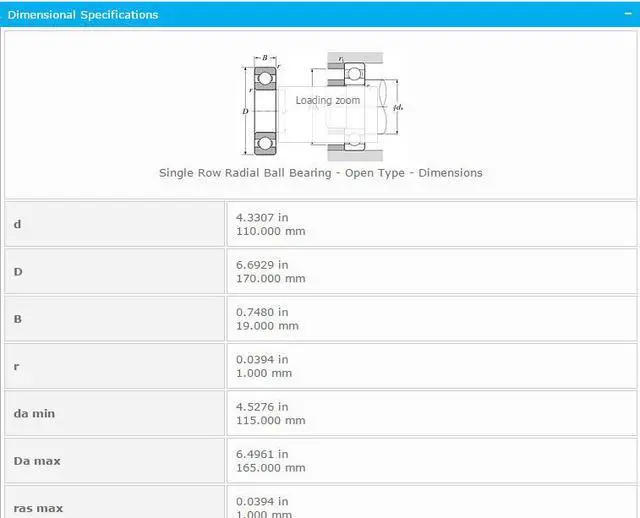 Main image of NTN 16022 Deep Groove Ball Bearings 110x170x19mm