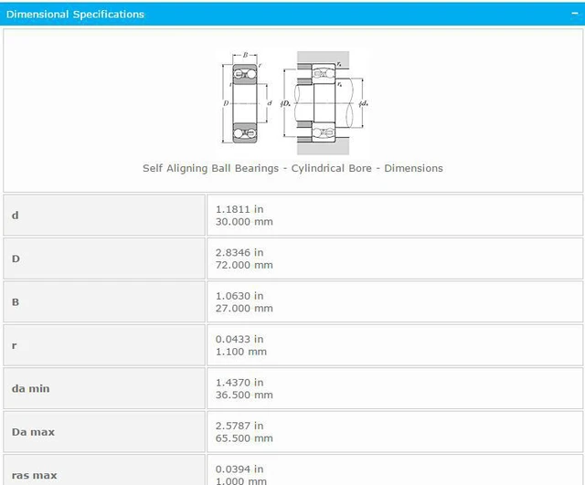 Alt view image 2 of 5 - NTN 2306 Self Aligning Ball Bearings 30x72x27mm