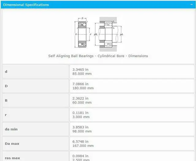 Alt view image 2 of 5 - NTN 2317 Self Aligning Ball Bearings 85x180x60mm
