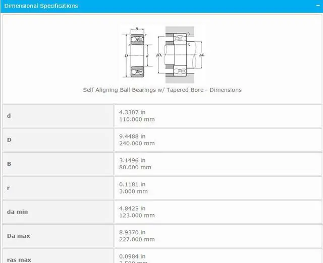 Alt view image 2 of 5 - NTN 2322K Self Aligning Ball Bearings 110x240x80mm